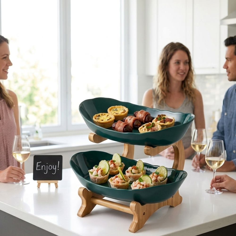 The Haven 3-Tier Bamboo Serving & Fruit Stand