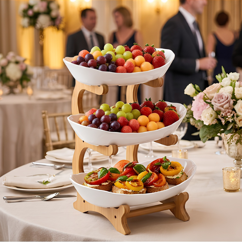 The Haven 3-Tier Bamboo Serving & Fruit Stand