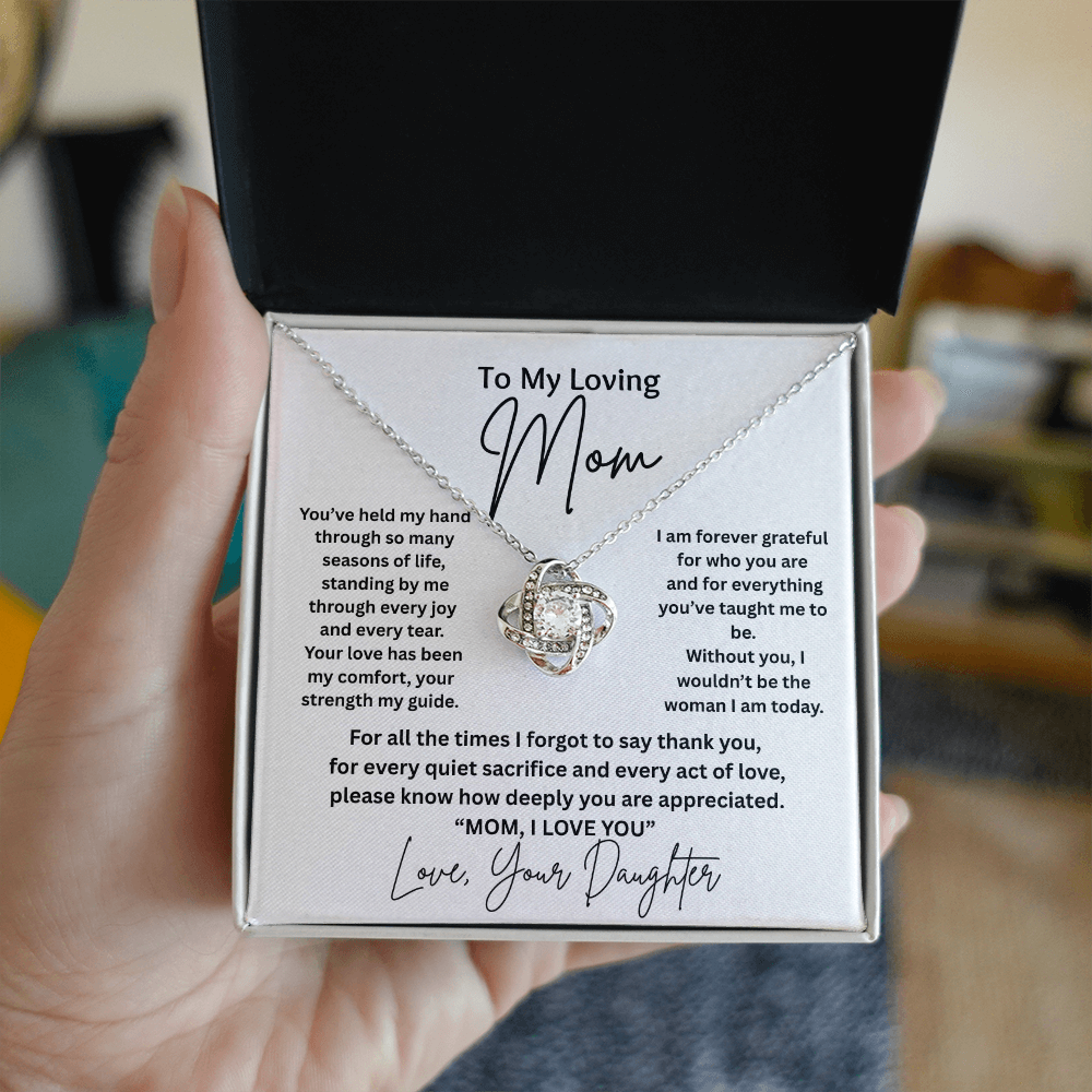 Gift For Mom From Daughter - "Without You I Wouldn't Be The Woman I Am Today" Golden Knot Knecklace