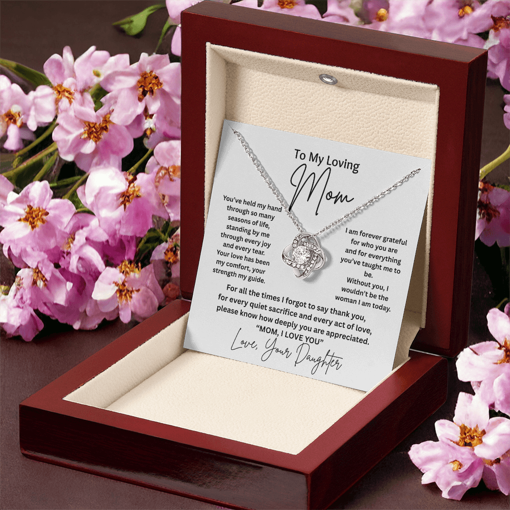 Gift For Mom From Daughter - "Without You I Wouldn't Be The Woman I Am Today" Golden Knot Knecklace
